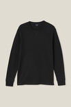 Camiseta - Textured Long Sleeve Tshirt, BLACK WAFFLE - vista alternativa 5