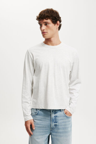 Cropped Fit Long Sleeve, WHITE MARLE