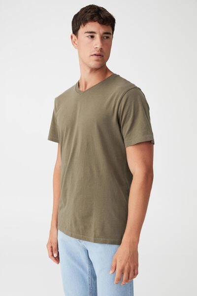 Organic V-Neck T-Shirt, MILITARY