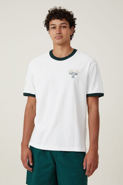 Camiseta - Premium Loose Fit Art T-Shirt, VINTAGE WHITE / PINE NEEDLE GREEN / GOLF TOUR