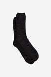 Fluffy Bed Sock, BLACK