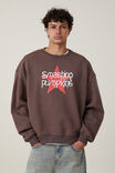 Box Fit Music Crew Sweater, LCN MT WASHED CHOCOLATE / SMASHING PUMPKINS - alternate image 1