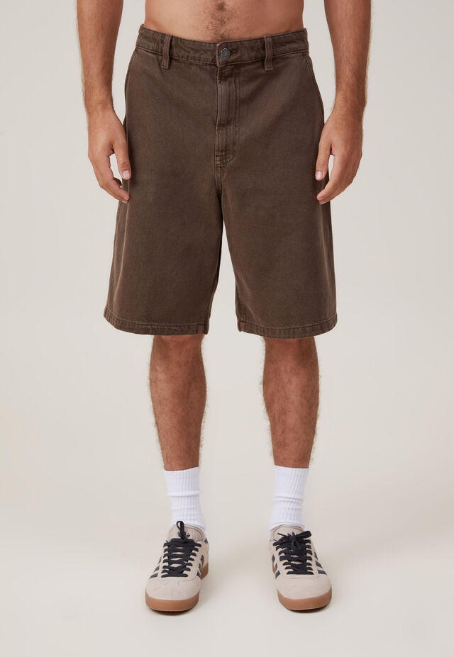 Shorts - Baggy Denim Short, CHOCOLATE