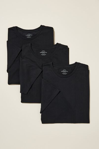 Organic Longline T-Shirt 3 Pack, BLACK/BLACK/BLACK