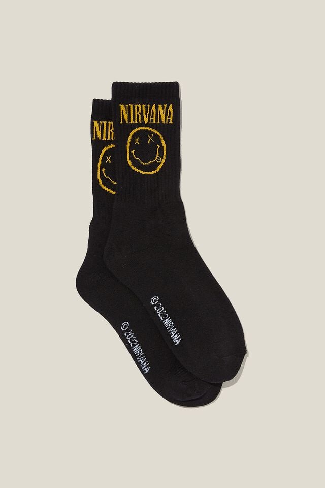 Meias - Nirvana Socks, LCN MT BLACK/YELLOW NIRVANA
