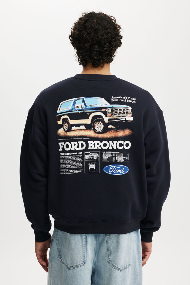 Ford Box Fit Crew Sweater, LCN FOR INK NAVY / FORD BRONCO