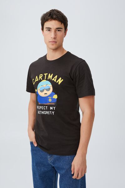 Tbar Collab Movie And Tv T-Shirt, LCN SOU WASHED BLACK/CARTMAN - RESPECT