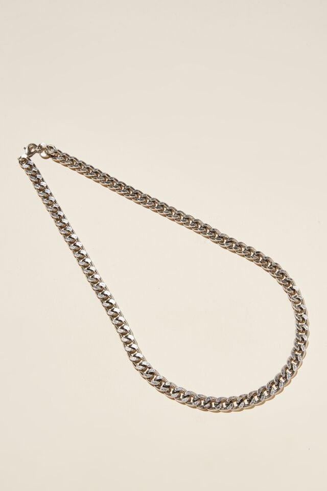 Chain Necklace, CHAIN/BURNISHED SILVER