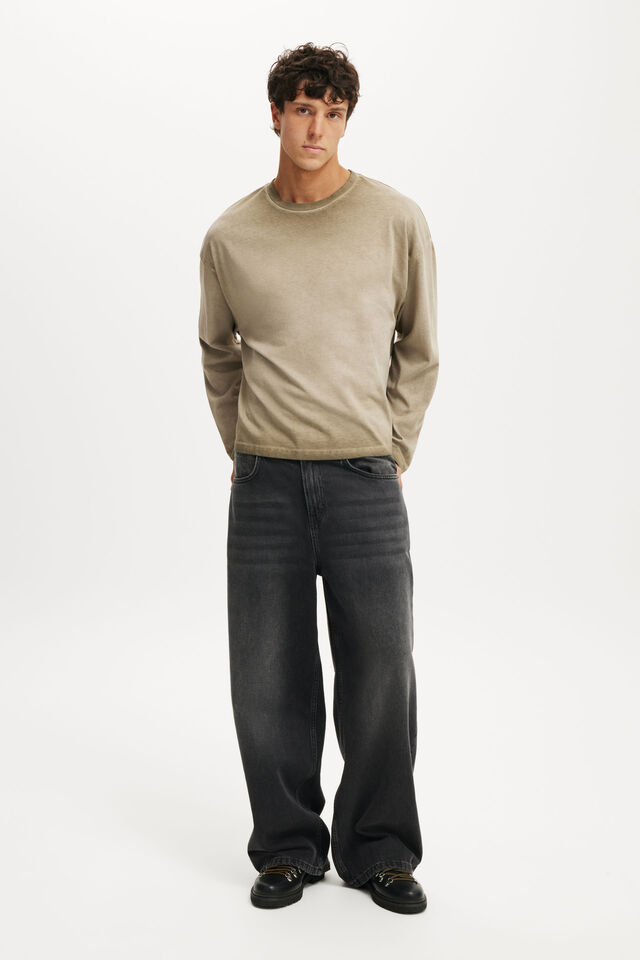 Relaxed Fit Y2k Long Sleeve, GRAVEL STONE