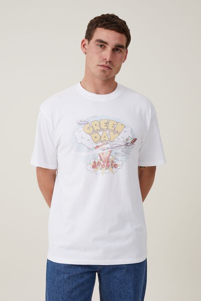 Premium Loose Fit Music T-Shirt, LCN WMG WHITE/GREEN DAY - DOOKIE