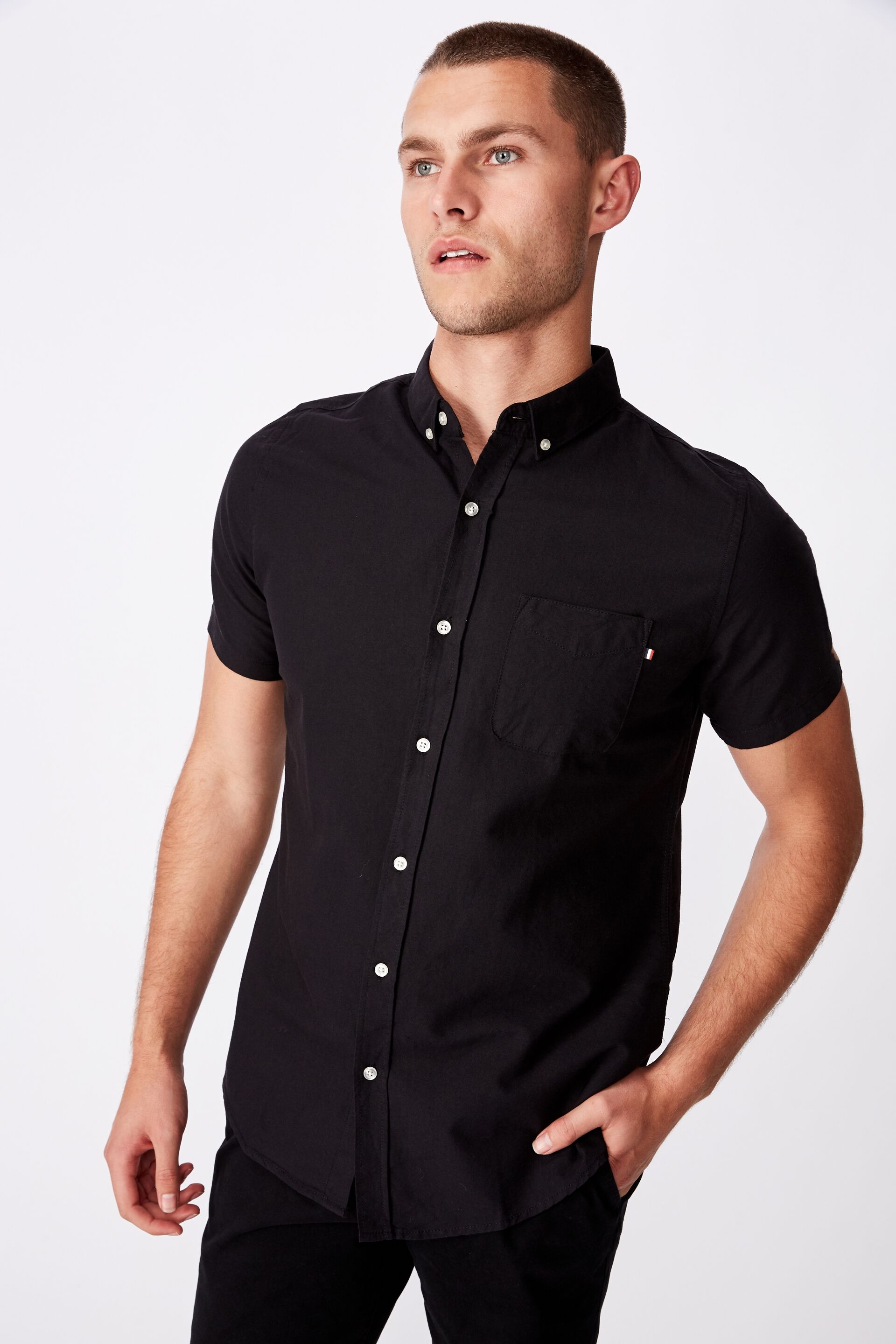Buy > black short sleeve dress shirt mens > in stock