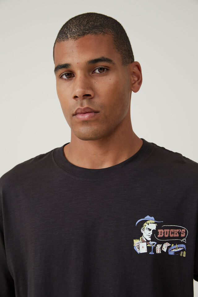 Loose Fit Graphic T-Shirt, WASHED BLACK/BUCKS