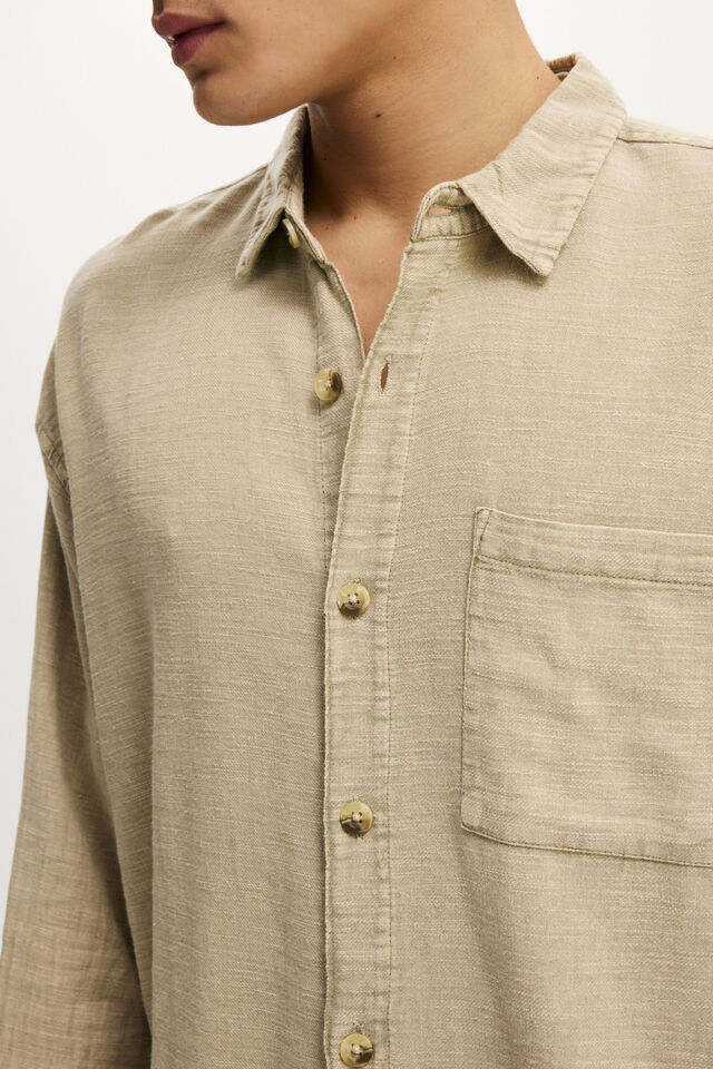 Washed Long Sleeve Shirt, WASHED STONE
