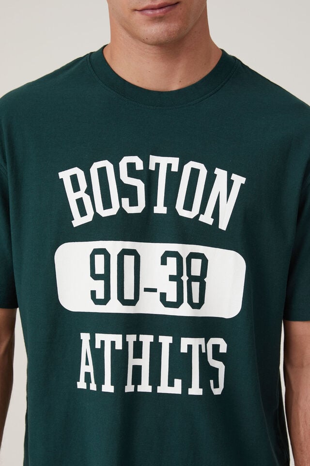 Loose Fit College T-Shirt, PINENEEDLE GREEN / BOSTON ATH