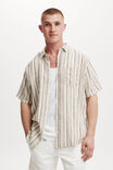 Linen Short Sleeve Shirt, CREAM STRIPE - alternate image 1