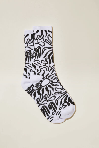 Graphic Sock, WHITE/BLACK YARDAGE