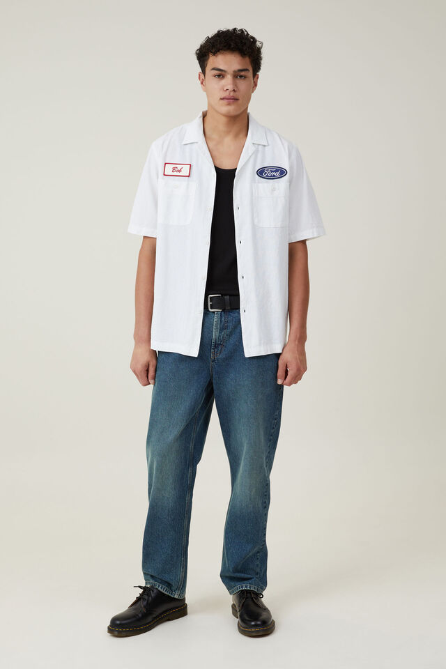 Ford Mechanic Short Sleeve Shirt, LCN FOR WHITE