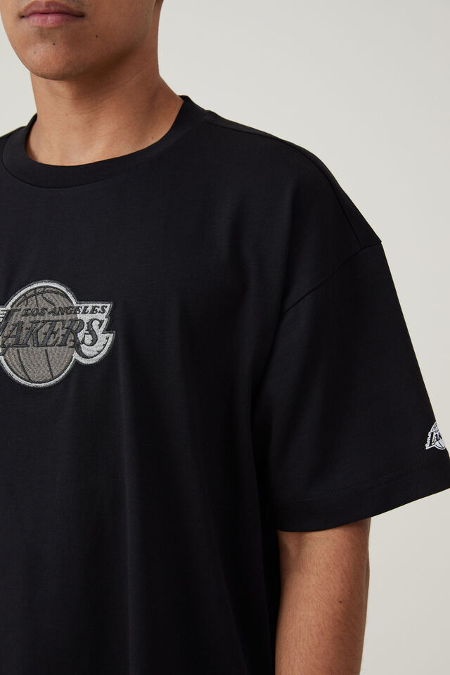 NBA LA Lakers Box Fit T-Shirt, LCN NBA BLACK / LAKERS - TONAL