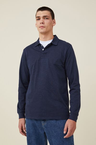 Rugby Long Sleeve Polo, TRUE NAVY