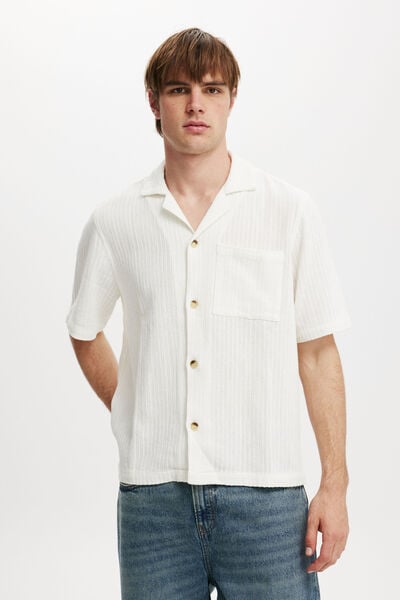 Box Fit Short Sleeve Shirt, WHITE