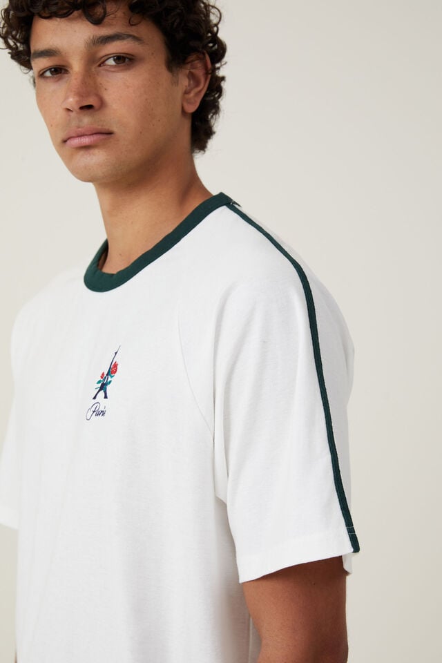 Football T-Shirt, VINTAGE WHITE/PINENEEDLE GREEN/PARIS ROSE