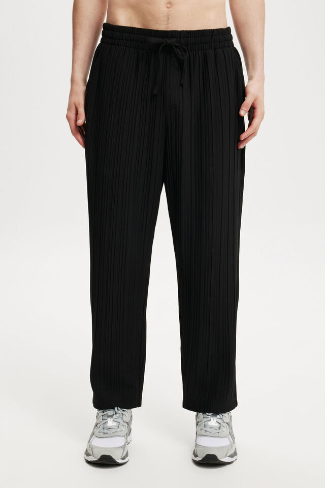 Relaxed Textured Pant, BLACK
