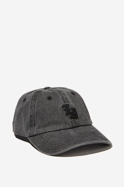 Vintage Strap Back Hat, WASHED BLACK/LA
