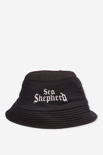 Sea Shepherd Bucket Hat, LCN SEA WASHED BLACK/METAL LOGO
