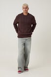 Cable Knit Crew, BROWN CABLE - alternate image 2