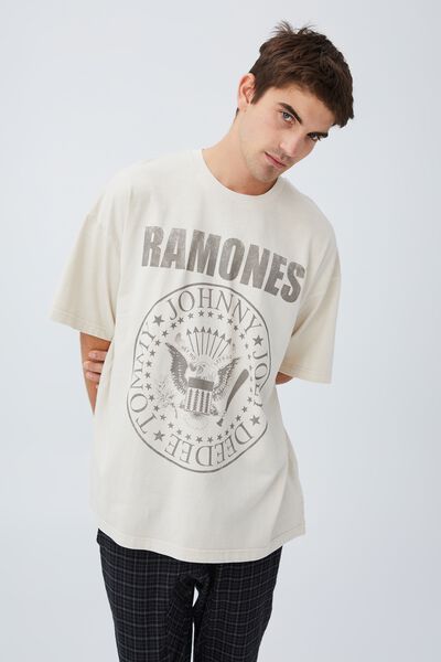 Oversized Vintage T-Shirt, LCN MT BONE/RAMONES - LOGO