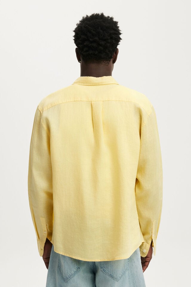 Relaxed Linen Long Sleeve Shirt, BUTTER