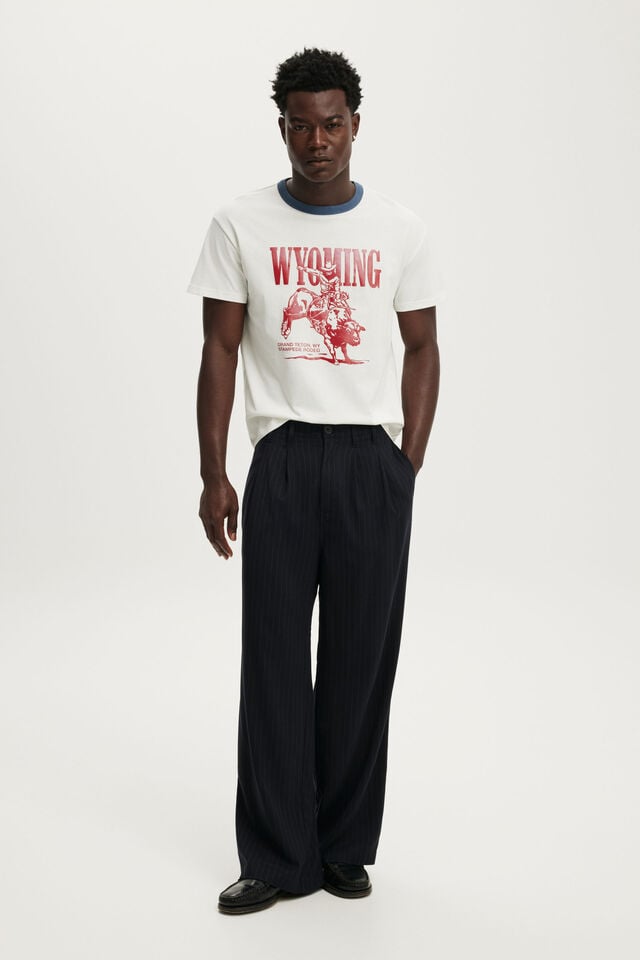 Fitted Graphic T-Shirt, VINTAGE WHITE / WYOMING