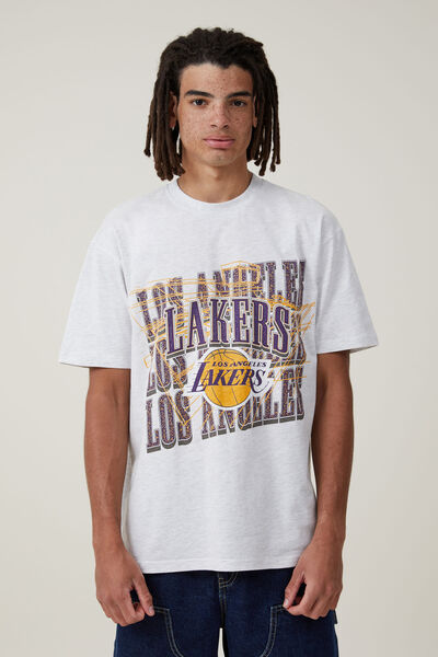 Nba Loose Fit T-Shirt, LCN NBA WHITE MARLE/LAKERS -VINTAGE COUR
