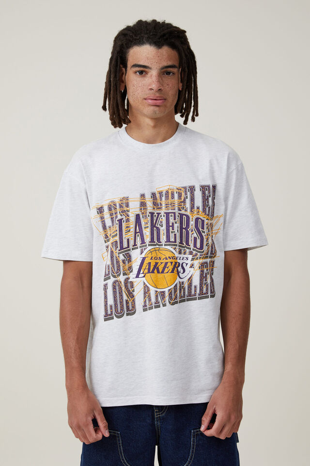 NBA Los Angeles Lakers Loose Fit T-Shirt, LCN NBA WHITE MARLE/LAKERS -VINTAGE COUR