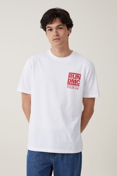 Loose Fit Music T-Shirt, LCN MT WHITE/RUN DMC - TOUR 86