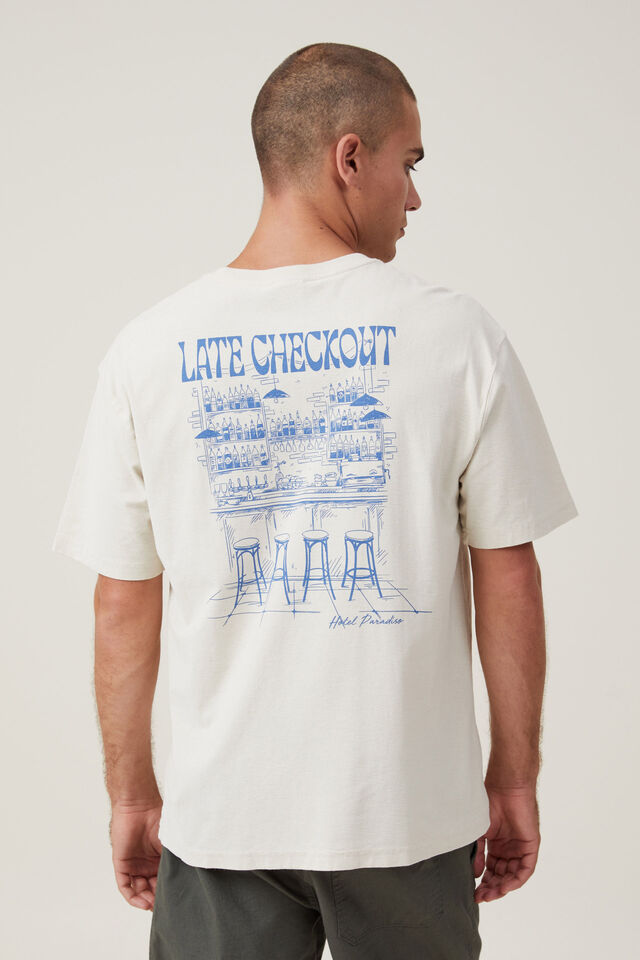 Premium Loose Fit Art T-Shirt, BONE / LATE CHECKOUT