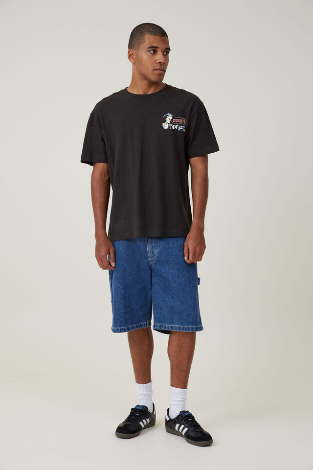 Loose Fit Graphic T-Shirt, WASHED BLACK/BUCKS