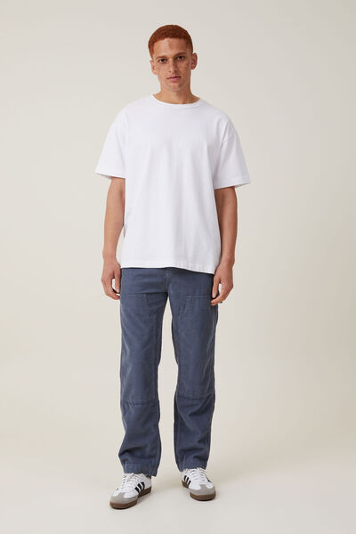 Loose Fit Pant, CORD DOUBLE KNEE WASHED BLUE