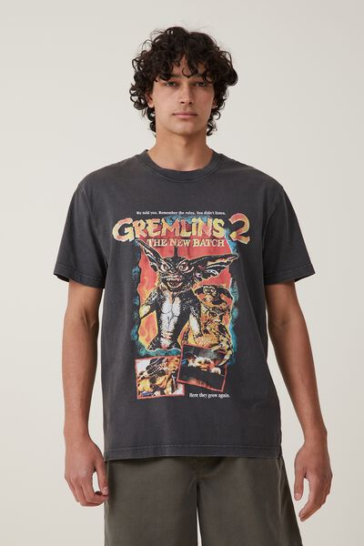 Premium Loose Fit Movie And Tv T-Shirt, LCN WB WASHED BLACK/GREMLINS 2 - NEW BATCH