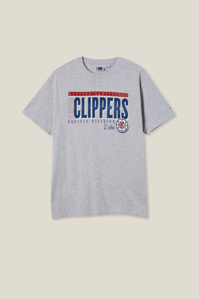 Active Nba Oversized T-Shirt, LCN NBA LIGHT GREY MARLE /CLIPPERS LOCK UP