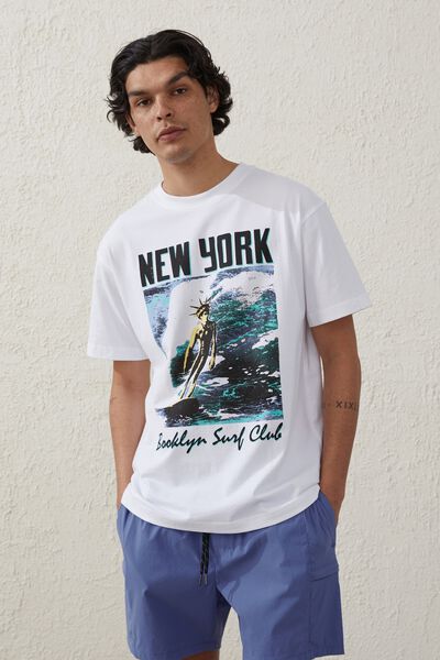 Active Graphic Tee, WHITE / NEW YORK - BROOKLY SURF CLUB