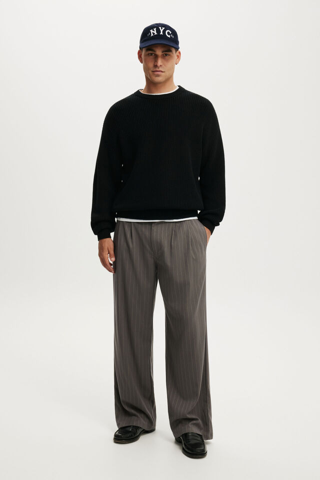 Box Fit Crew Knit, JET BLACK