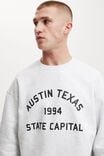 Box Fit Graphic Crew Sweater, ATHLETIC MARLE/AUSTIN TEXAS - alternate image 4
