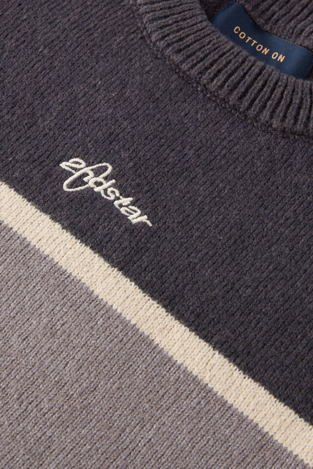 Panelled Crew Knit, BLACK / SPLICE