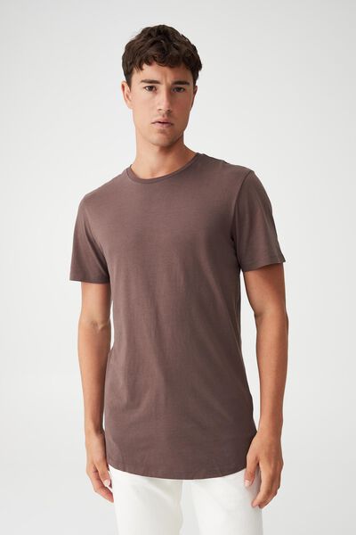 Organic Longline T-Shirt, WASHED CHOCOLATE