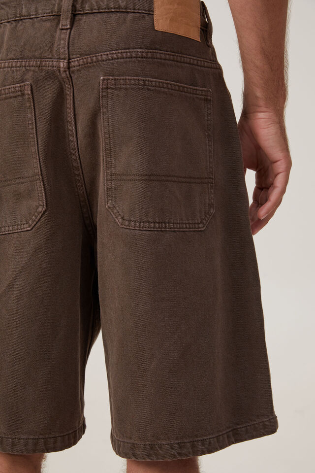 Shorts - Baggy Denim Short, CHOCOLATE