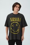 Oversized Vintage T-Shirt, LCN MT WASHED BLACK/NIRVANA - SMILE - alternate image 1