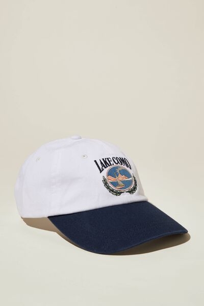 Strap Back Dad Hat, WHITE/NAVY/LAKE COMO
