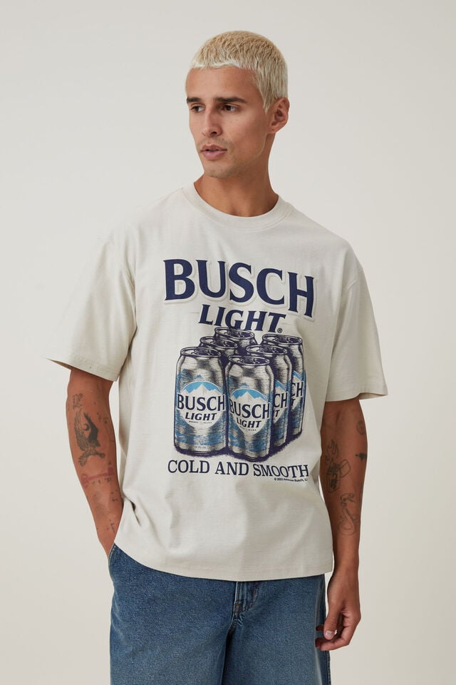 Busch Light Loose Fit T-Shirt, LCN BUD IVORY/BUSCH LIGHT - SIX PACK