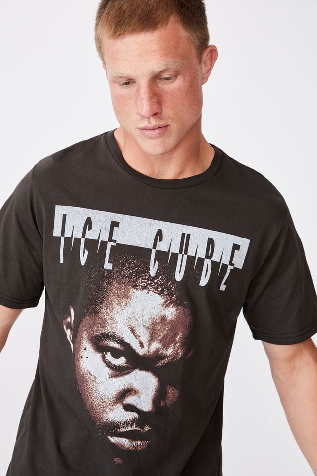 Tbar Collab Music T-Shirt, LCN MT WASHED BLACK/ICE CUBE-FEATURING
